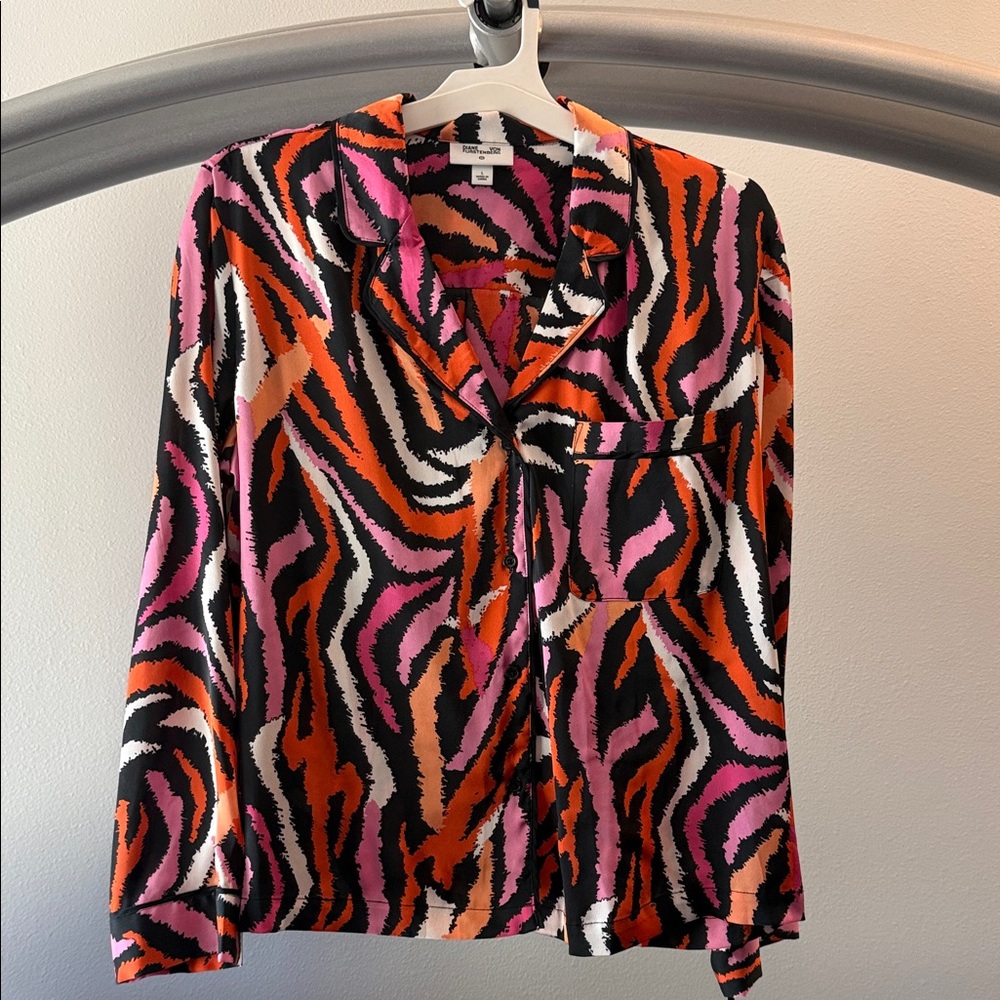 Diane Von Furstenberg Pink and Black Animal Print
